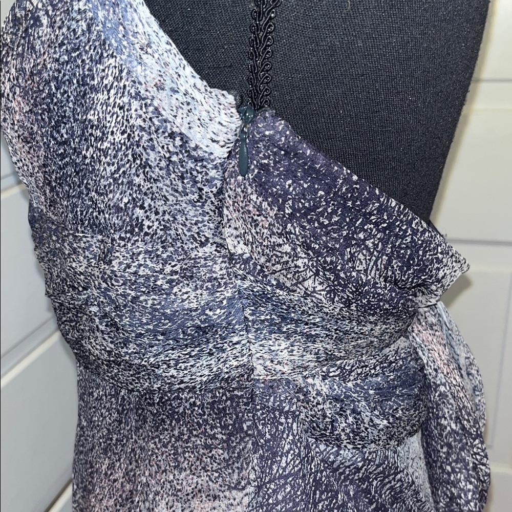 BCBG 100% silk Maxaria Lined Halter Wrap Chiffon top in Charcoal Gray/navy/black - Picture 6 of 10